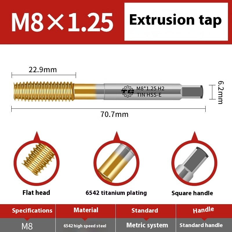 1100-6542 Titanium Plated Cobalt Extruded Tap Extruded Tapping Machined Chipless Tapping M3M4M6M8M10M12 Shandong Denso Pricision Tools Co.,Ltd.